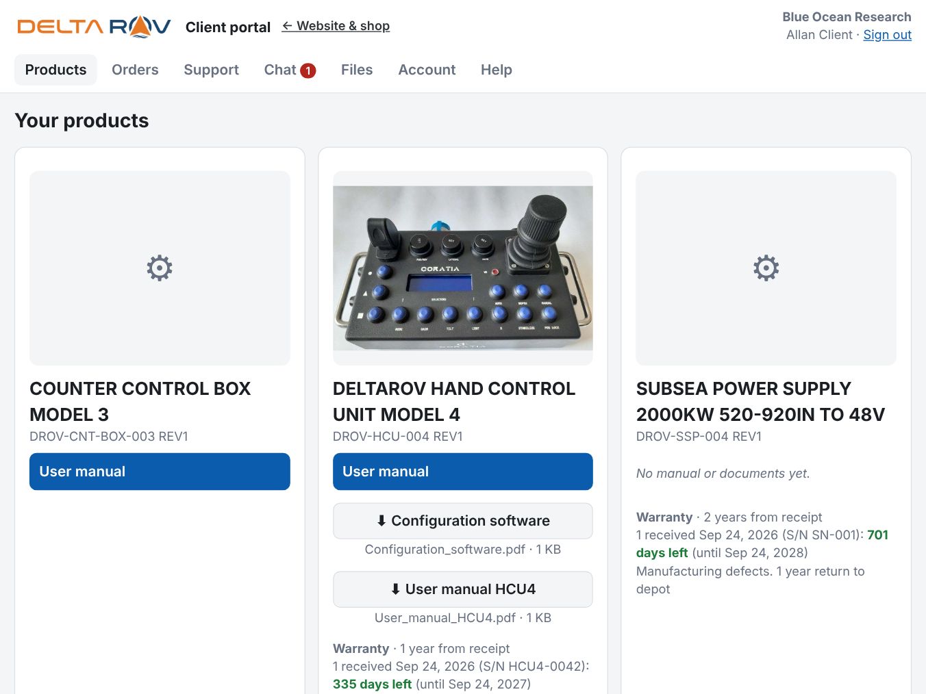 The Delta ROV client portal
